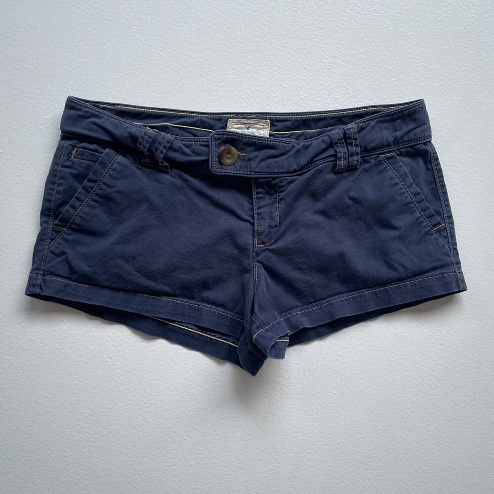 Vtg Y2K American Eagle Navy Low Rise Booty Micro Shorts / Sz 8 / Preppy Cotton
